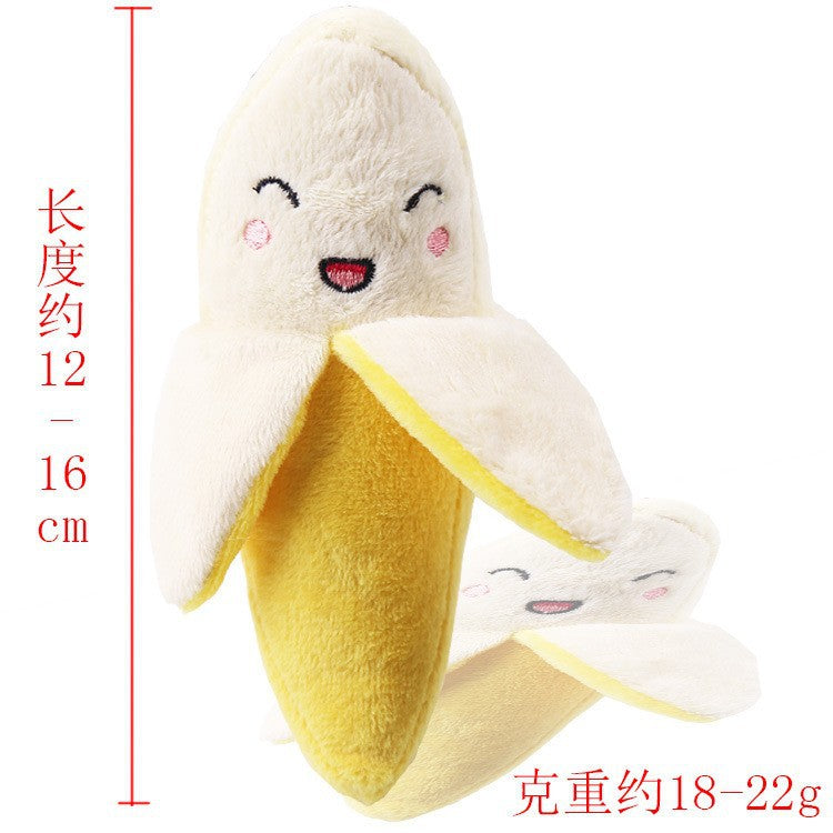 Plush Dog French Bulldog Bite-resistant Ball Rope Sounding Toy Fruit Cartoon Animal Cat Kitten Pet Supplies