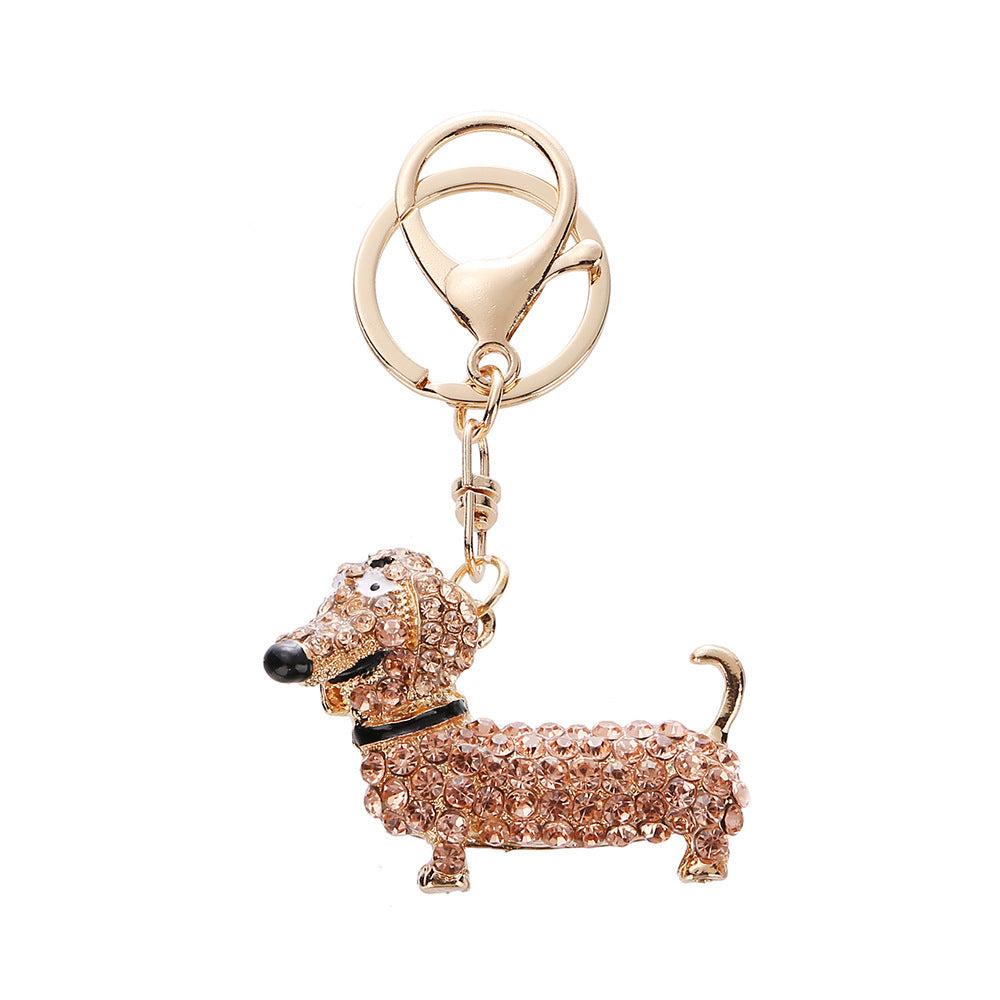 Rhinestone Dachshund Chinese Zodiac Animal Pet Bag Keychain Keychain Bag Pendant Pet Gift Ornaments