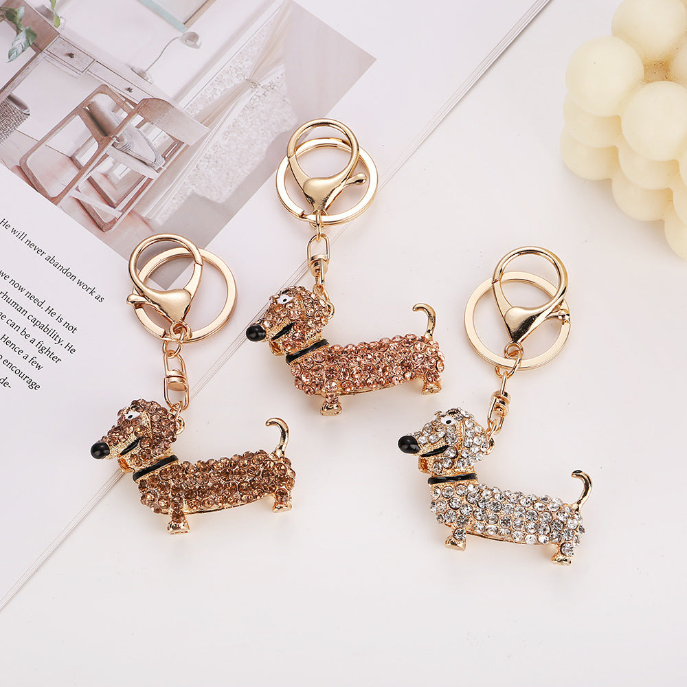 Rhinestone Dachshund Chinese Zodiac Animal Pet Bag Keychain Keychain Bag Pendant Pet Gift Ornaments