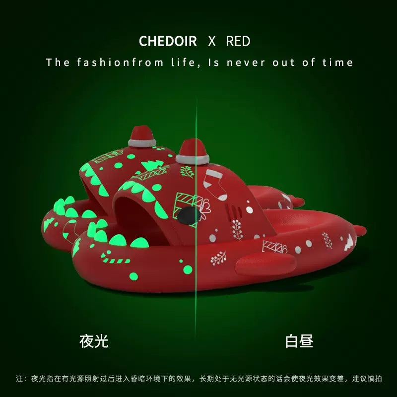Cross-border Explosives Christmas Limited Shark Slippers Halloween Shark Slippers Female Summer Outer Wear Luminous Thick Bottom Anti-proof