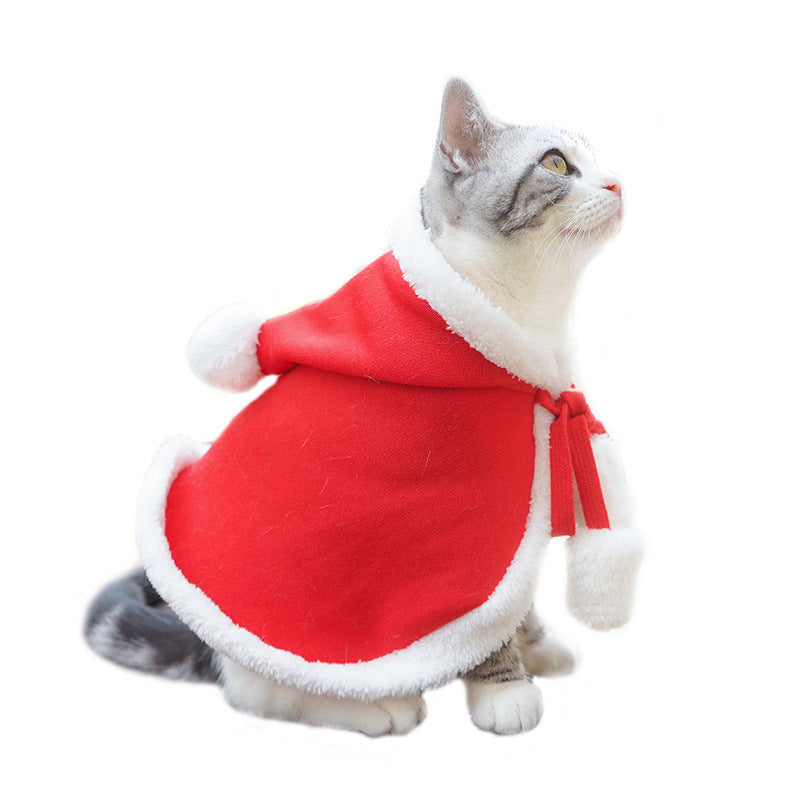 Amazon Pet Christmas Cape Hat Holiday Suit Dog Transformation Costume Christmas Dress Up Pet Clothes