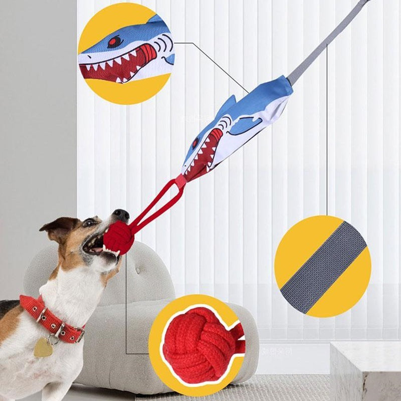 Dog tug-of-war toys popular shark dog teaser large dog pull to relieve boredom grinding rope knot pet sound toy