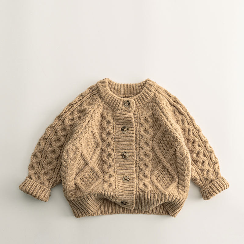 Children's cardigan baby sweater 2025 spring and autumn small and medium children's knitted sweater boys and girls thickened coat trendy winter clothes
