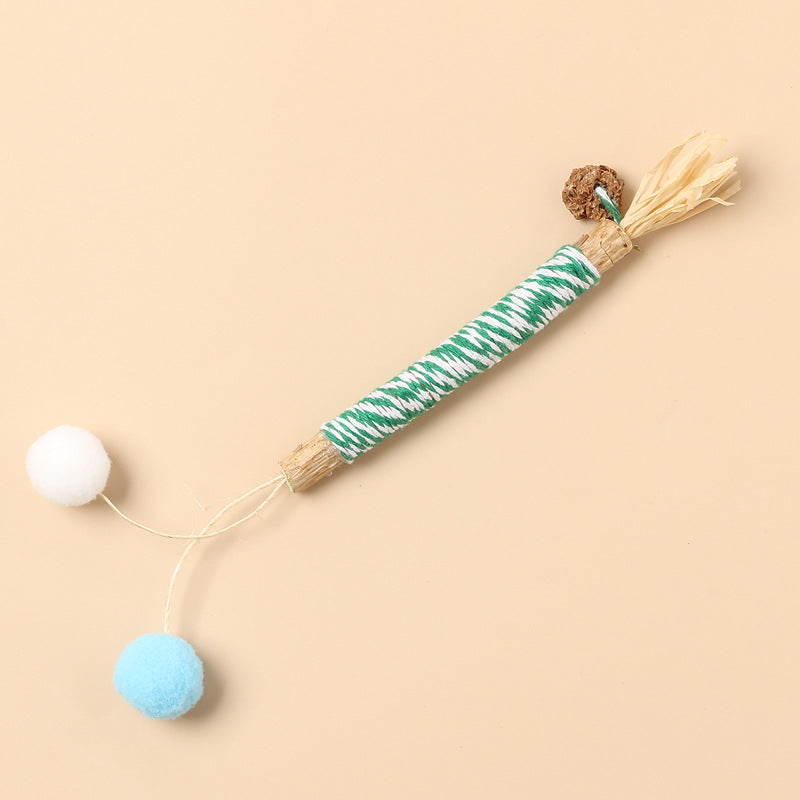 New product molar wood Tianjiao feather cat teaser stick insect gall fruit with bell cat toy self-entertainment pet supplies