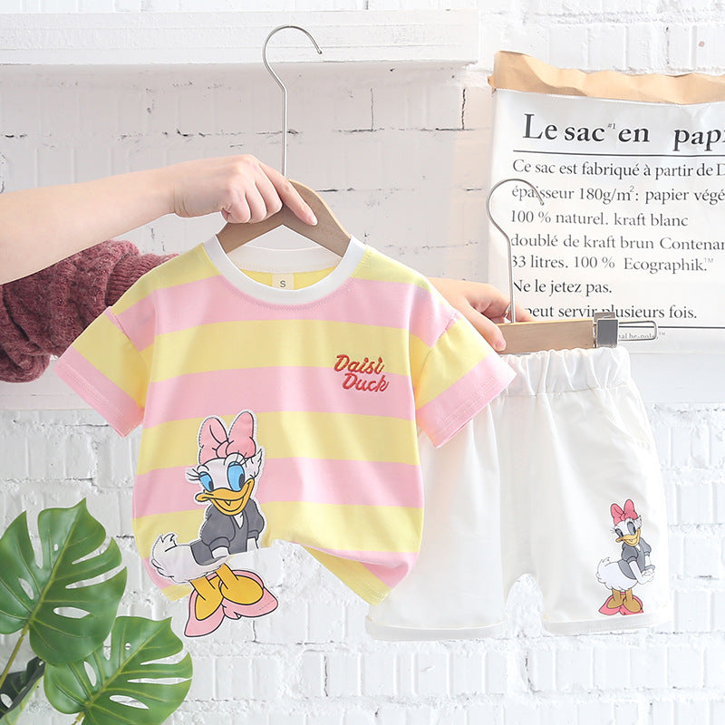 2023 children's clothing summer new style children's clothing boys baby infant suit T-shirt short-sleeved two-piece suit Korean version cross-border