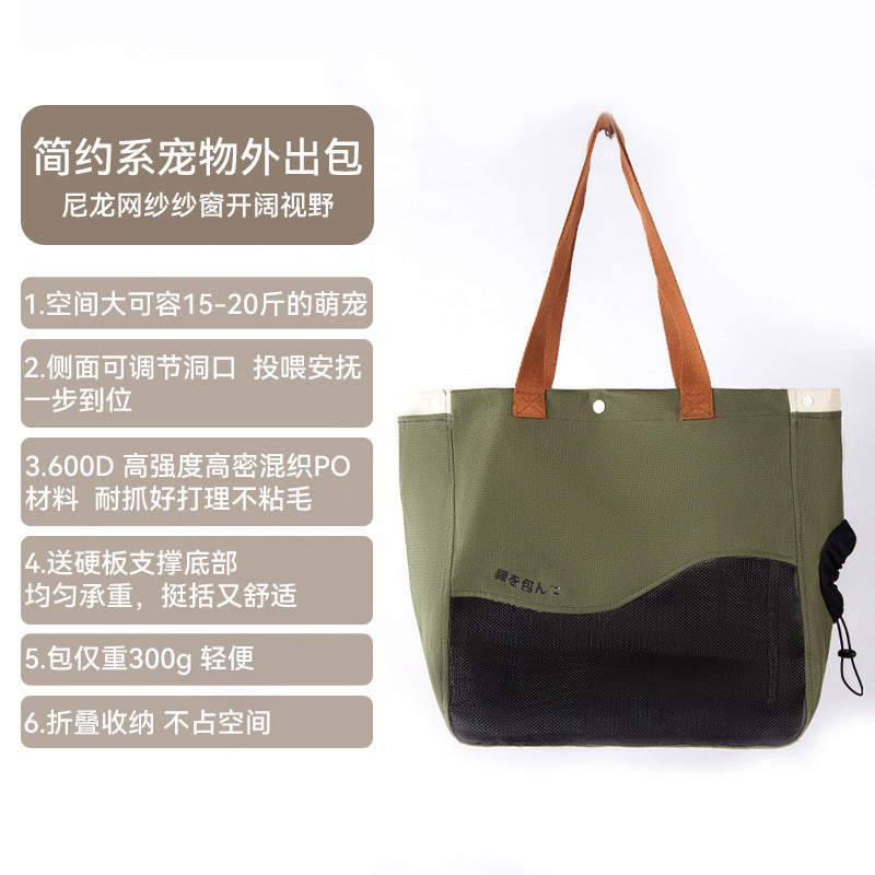 Cute canvas outing bag with exposed head and bee shape cat bag shoulder bag small dog handbag pet dog bag