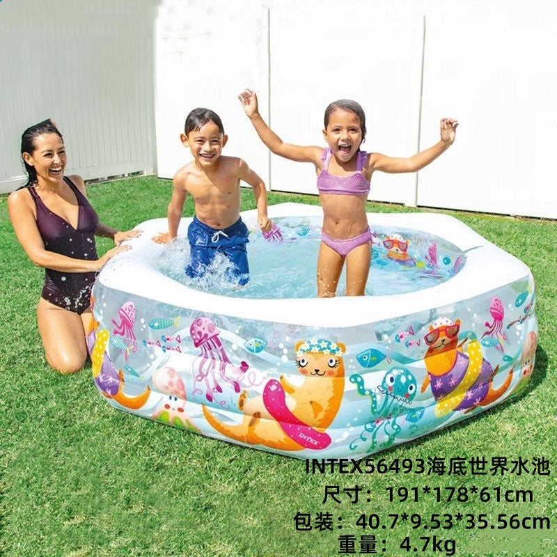 INTEX thickened swimming pool fishing pool inflatable ball pool baby paddling pool swimming pool home with slide swimming pool