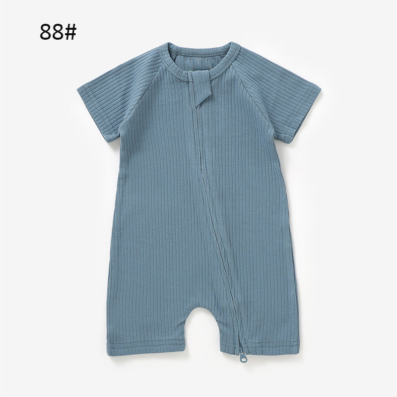 Foreign trade knitted romper short-sleeved romper ins style children's romper knitted baby romper onesie organic cotton romper