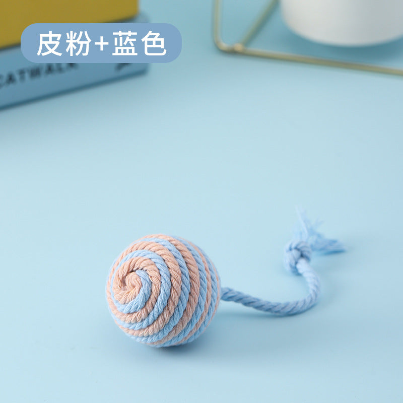 Pet Handmade Chewing Toy Hand-Pull Long Tail Cotton Ball 5cm Dog Leash Small Dog Chewing Toy Factory Wholesale