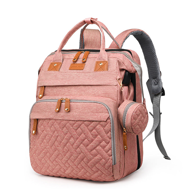 Mommy bag Amazon hot sale 900D cationic bed bag mother and baby bag mosquito net usb charging multifunctional mommy bag