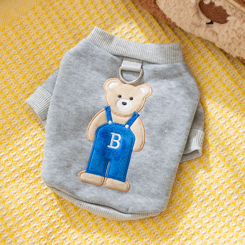 Autumn and winter dog clothes cartoon bear shoulder bag sweatshirt Teddy bear panda universal thin pet clothing
