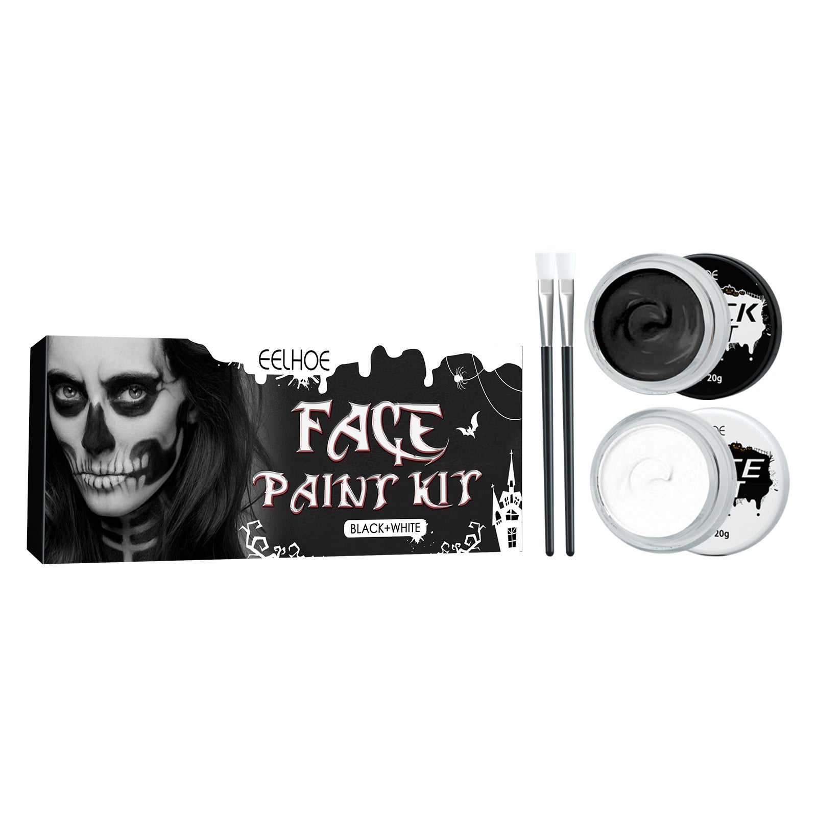 EELHOE Halloween black and white body painting body painting vampire skull face zombie makeup pigment