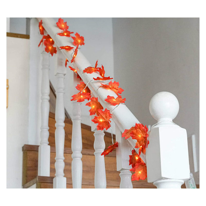 LED Halloween Simulation Maple Leaf Light String Thanksgiving Harvest Festival Holiday Garden Decoration Maple Leaf Pumpkin Light String