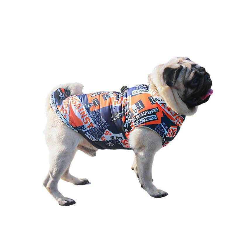 Plush and thickened cold-proof warm pet cotton coat waterproof autumn and winter dog cotton coat ski suit small, medium and large dog clothes