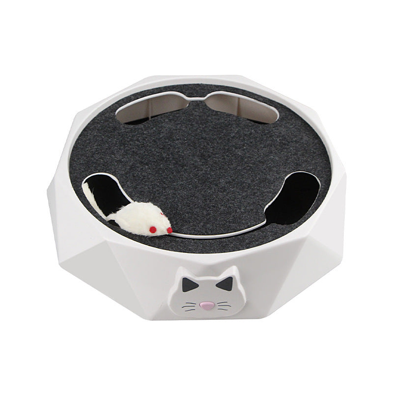 Cross-border pet electric cat toy plush little mouse cat turntable cat two-speed adjustable automatic interactive cat play