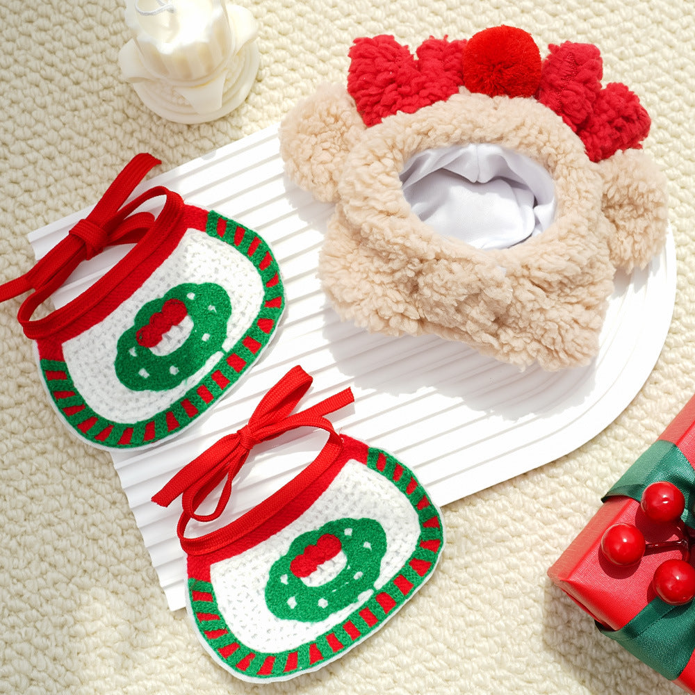 Elk dog cat pet Christmas tree hat bib Teddy French bulldog autumn and winter clothes dress up supplies