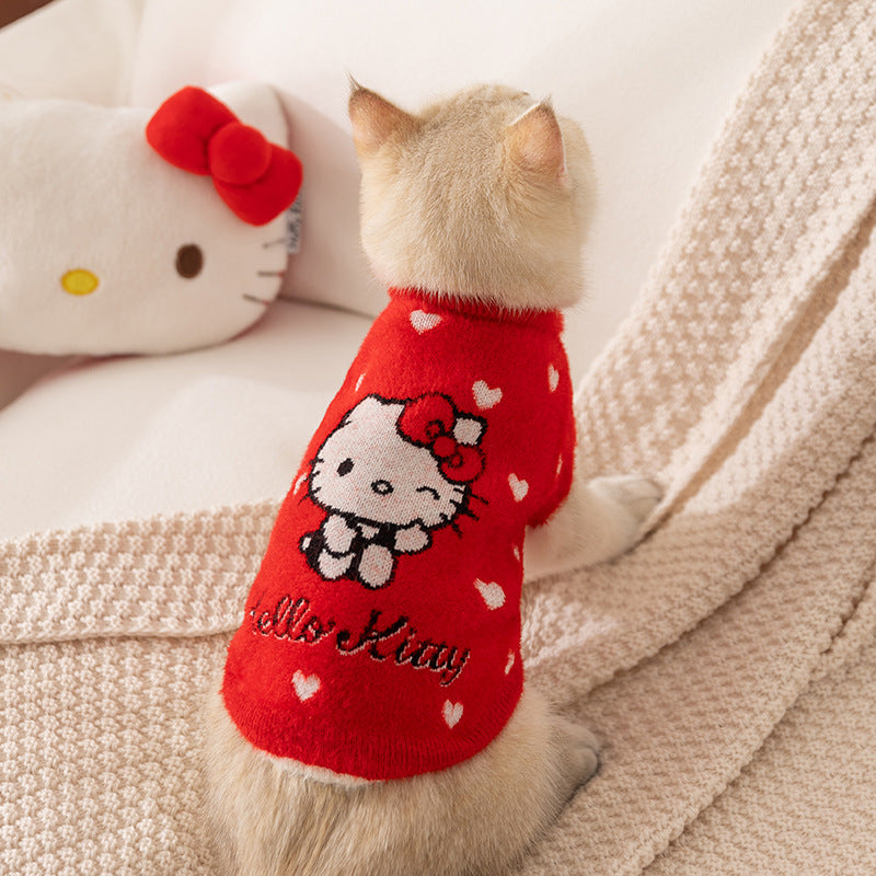 Autumn and winter joint cat clothes thick warm pullover sweater Teddy dog two-legged clothes pet clothes