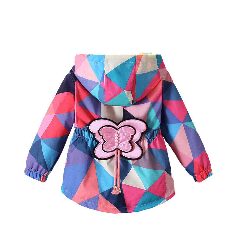 Girls' coats spring and autumn styles 2025 new children's spring jackets small and medium-sized children's baby windbreaker fashionable butterfly