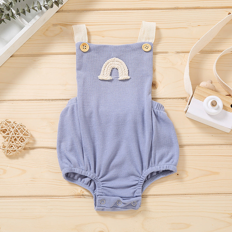 Sleeveless concealed buckle general male and female baby onesies spot cotton non-hooded triangle climbing