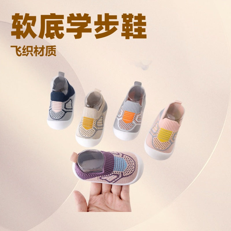 New summer infant toddler shoes Korean version flying woven baby shoes non-slip breathable wear-resistant soft sole toddler shoes