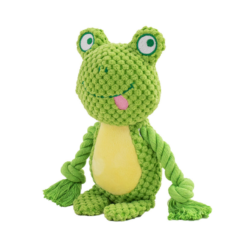 Cross-border new pet plush sound cotton rope toy fox frog pig dog interactive tug-of-war training supplies