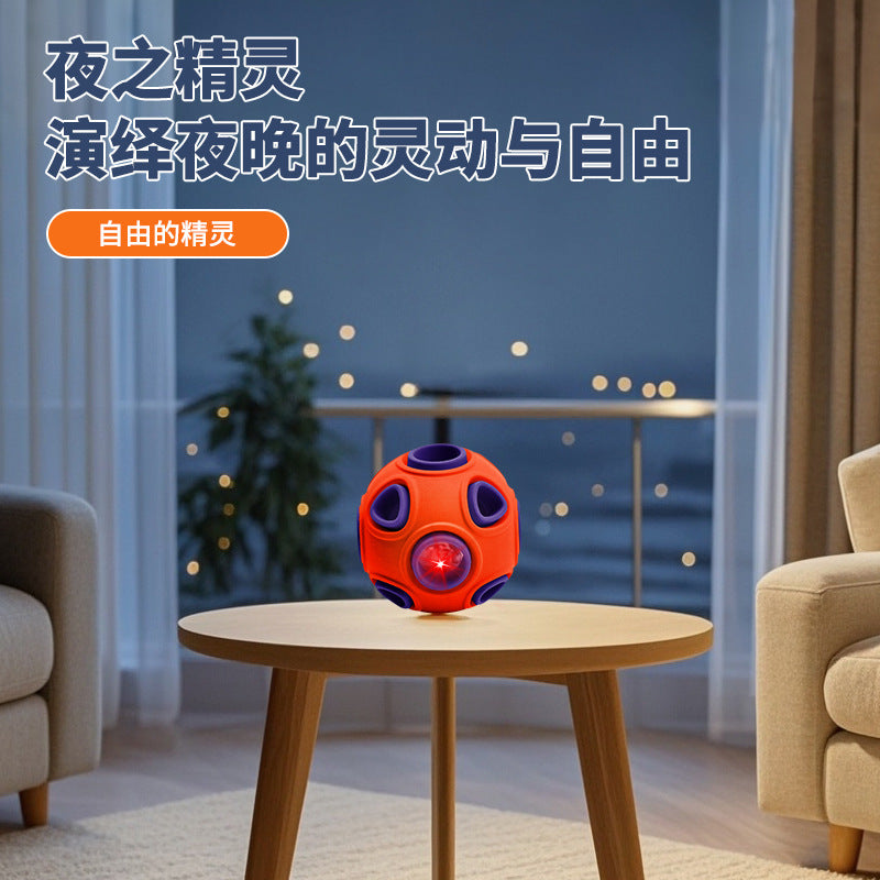 Double-layer dog toy ball with sound and light, natural rubber self-cleaning teeth, molar leakage pet toy ball