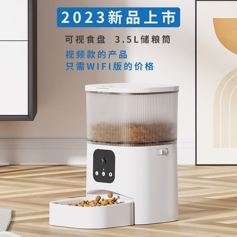 New pet intelligent automatic feeder cat timing quantitative remote feeding machine voice and video feeding machine