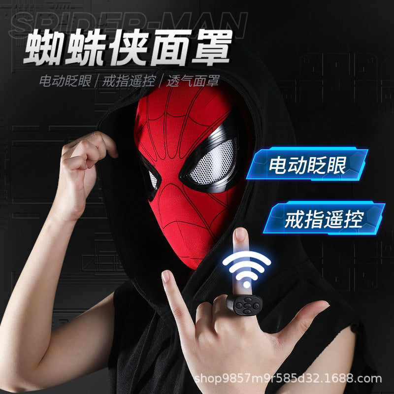 [Same Style on Douyin] Halloween Spider-Man Headgear Electric Luminous Mask Blinking Helmet High-tech Mask
