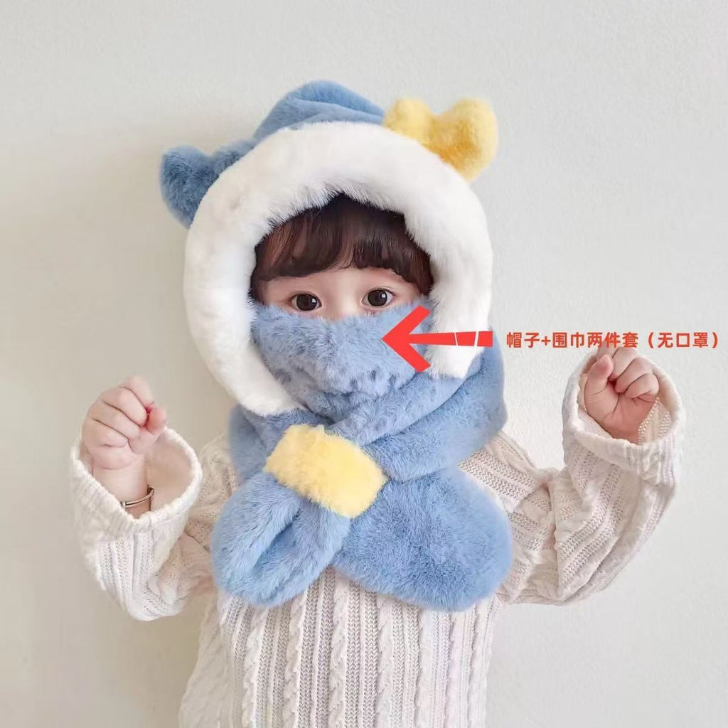 Baby hat autumn and winter newborn infant ear protection hat pure cotton cute warm boys and girls baby knitted plush hat