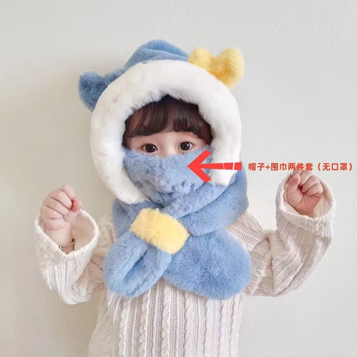 Baby hat autumn and winter newborn infant ear protection hat pure cotton cute warm boys and girls baby knitted plush hat