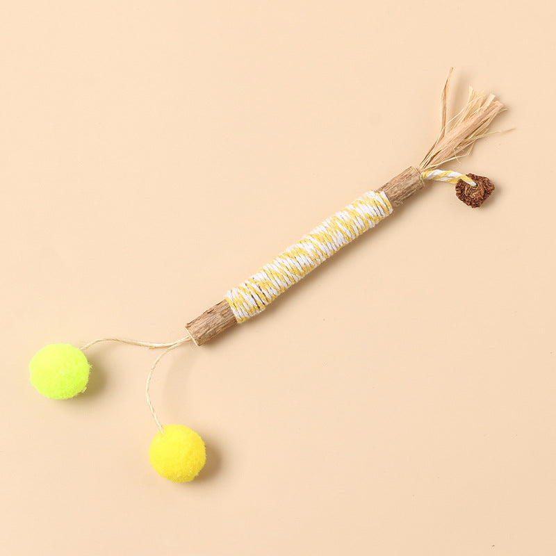 New product molar wood Tianjiao feather cat teaser stick insect gall fruit with bell cat toy self-entertainment pet supplies