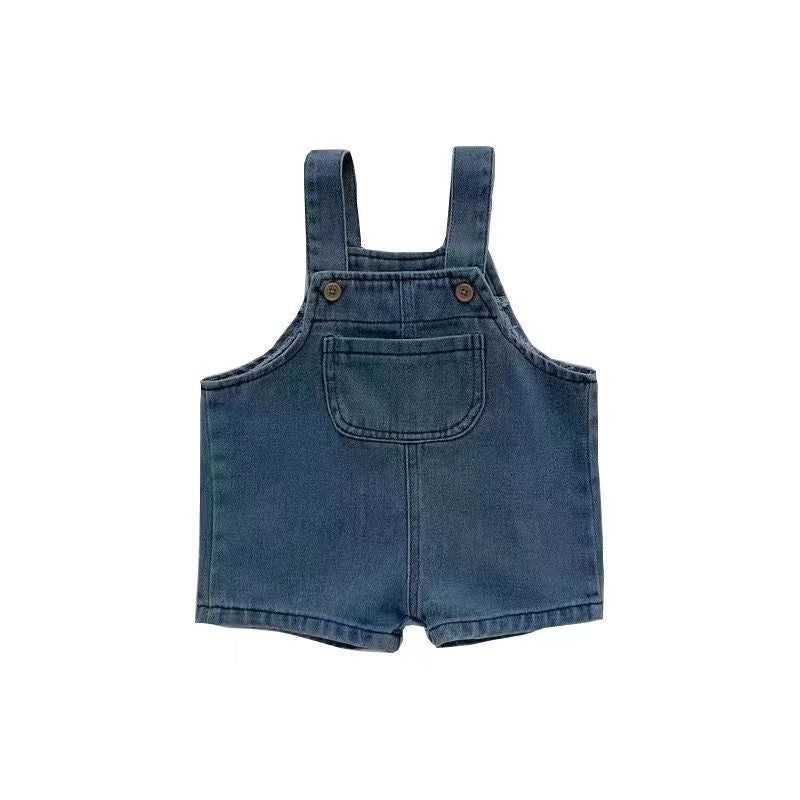 Children's denim overalls 2024 new girls' thin overalls baby fashionable summer loose shorts