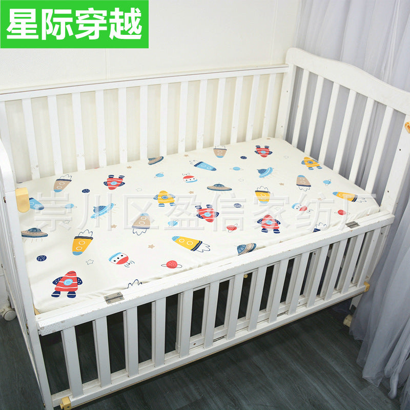 Foreign trade pure cotton crib bed sheet baby maternal and infant products ins children cartoon bed cover wholesale
