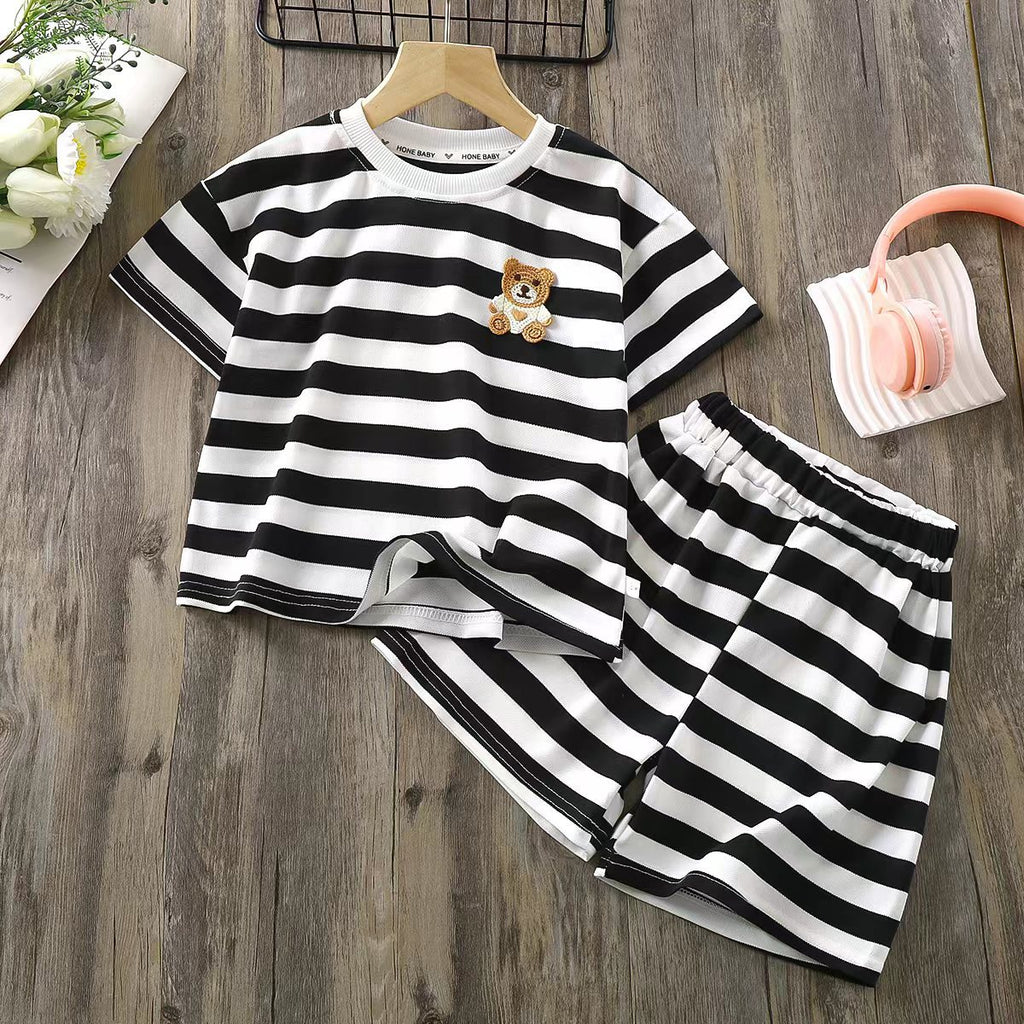 2023 new children's short-sleeved suits for girls and boys T-shirts for summer baby clothes Korean children's clothes for summer