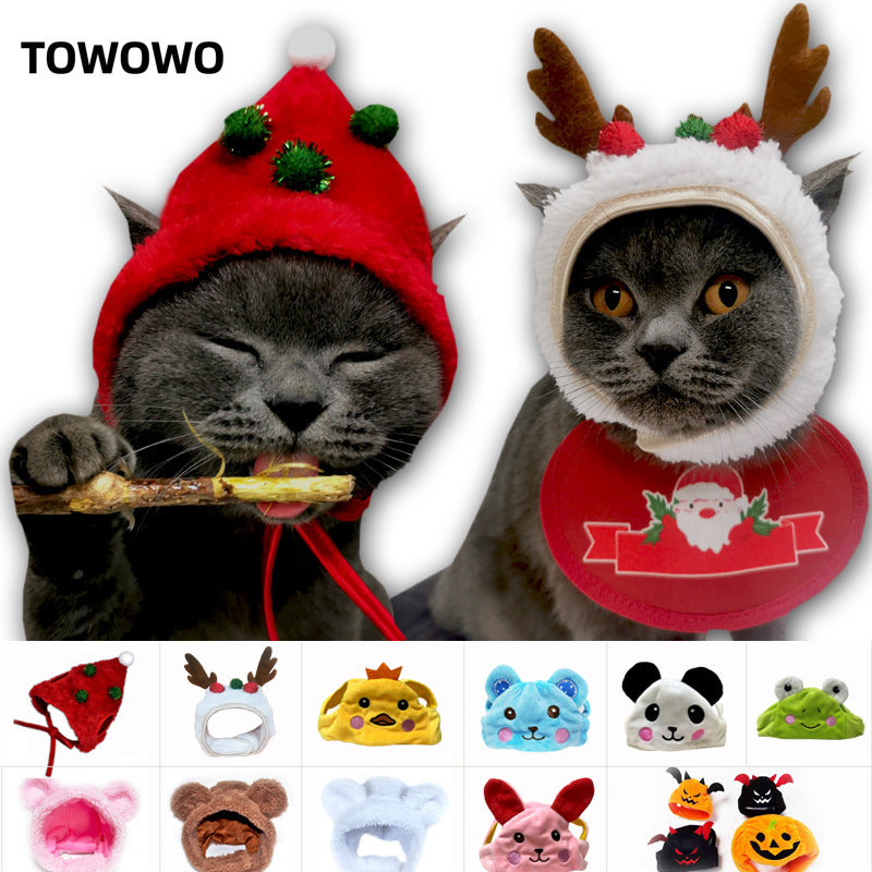New Year Pet Christmas Hat Cat Cute Pet Head Clothing Supplies Transformed into Panda Small Dog and Cat Toy Headgear