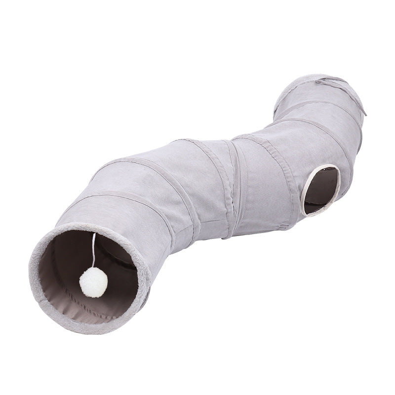 Pet Supplies Amazon New Suede S-Type Cat Tunnel Toy Foldable Channel Self-Hi Cat Toy