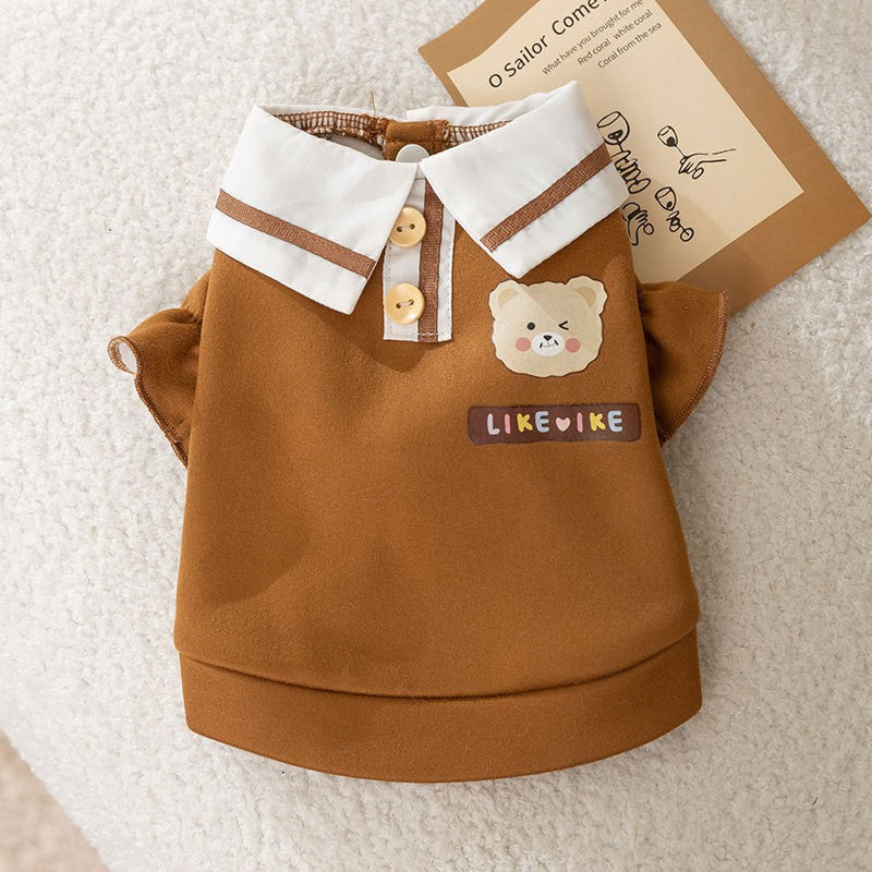 Autumn and winter dog clothes cartoon bear shoulder bag sweatshirt Teddy bear panda universal thin pet clothing