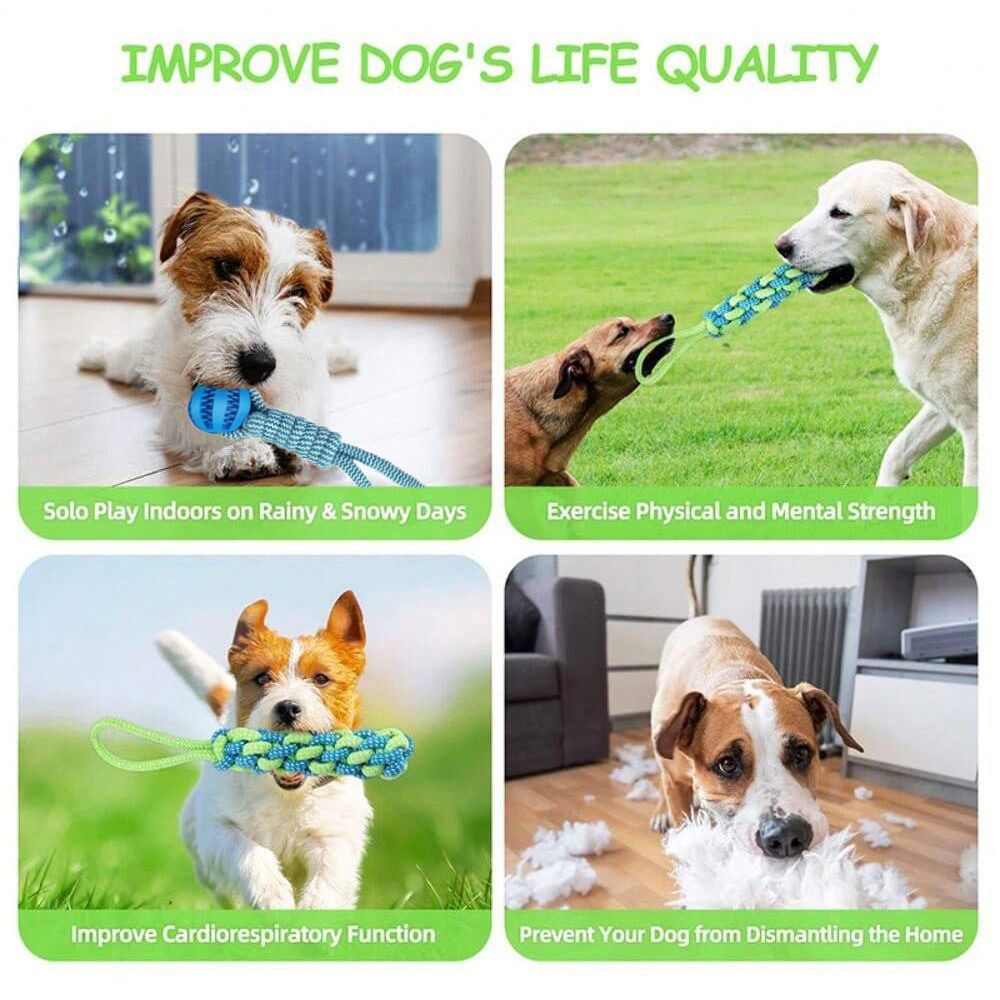 Cross-border pet dog interactive toy teeth grinding teeth cleaning bite resistant tug of war rope chewing rope teeth grinding rope set outdoor indoor