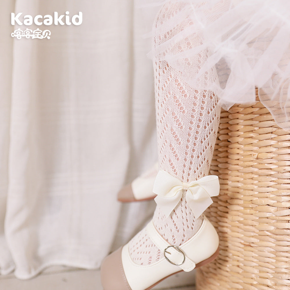 Children's pantyhose spring wholesale 0-8 years old Spanish bow long tube girls one-piece socks baby leggings