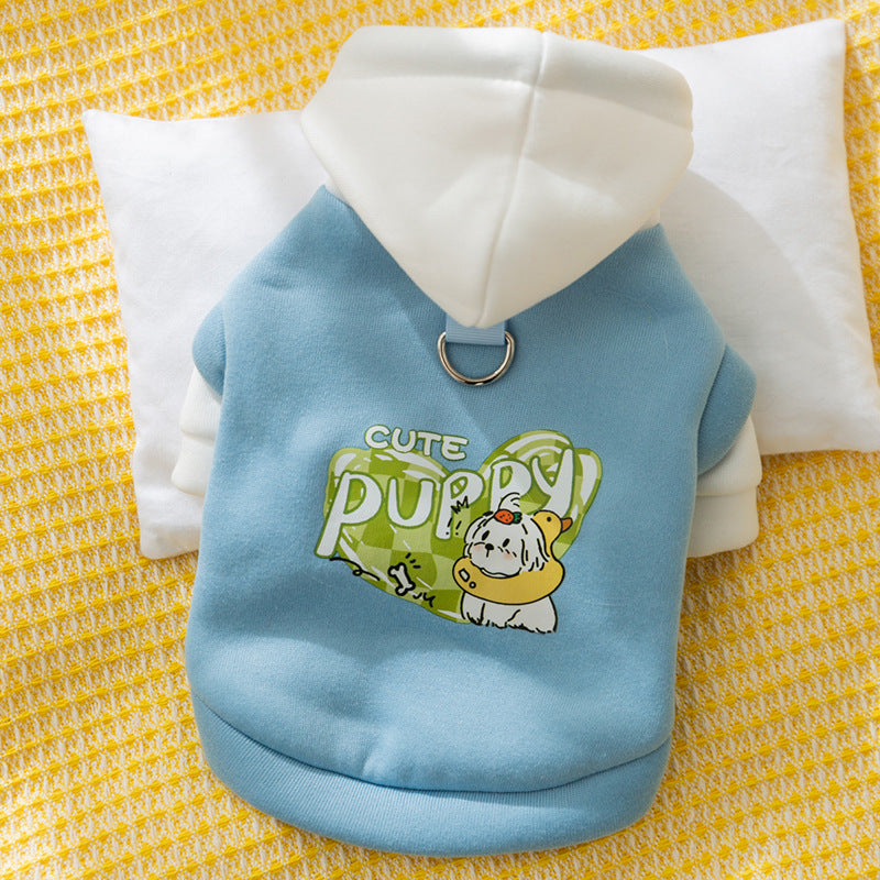 New autumn and winter Korean version dog cute cartoon small and medium-sized dog bear sweatshirt cat Teddy pet dog clothes