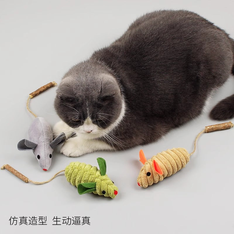 Catnip plush toy pet cat teeth chewing wood Tianjiao small mouse kitten boredom toy