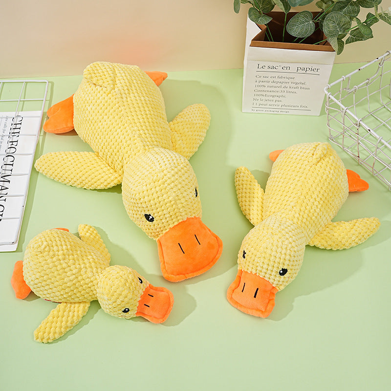 Dog toy plush sleeping duck chewing teeth sound to relieve boredom small and medium-sized dog pet sound toy little yellow duck