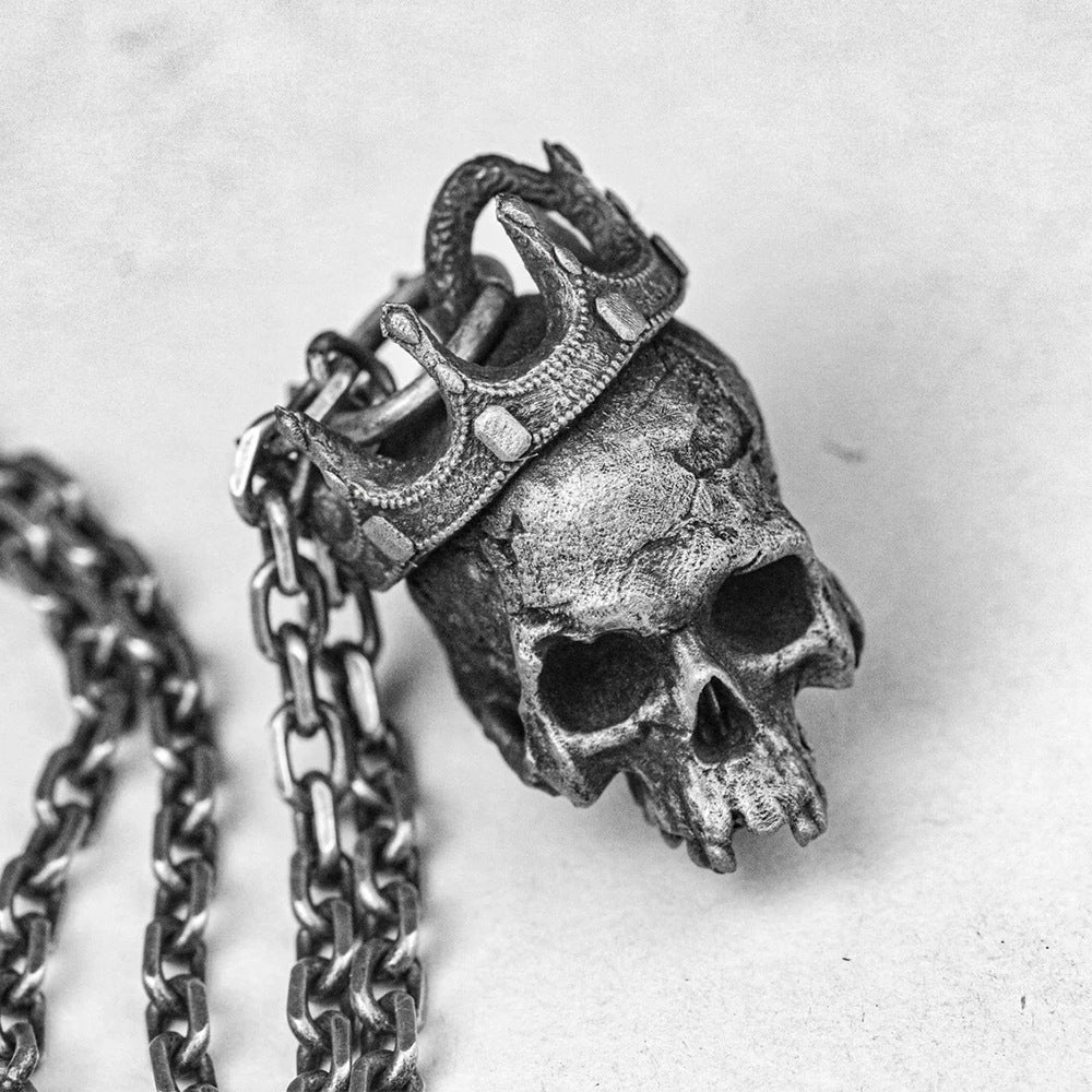 European and American men's punk style Gothic skull ghost head pendant necklace personality hip-hop Halloween necklace accessories