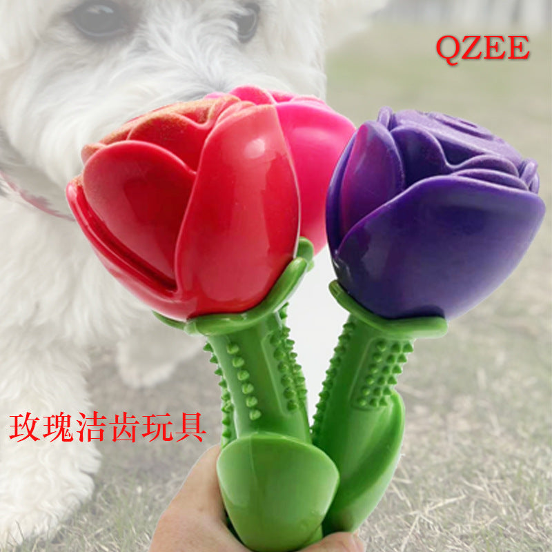 Pet dog rose tooth cleaning stick floating water toy interactive artifact bite-resistant elastic corgi French bulldog golden retriever