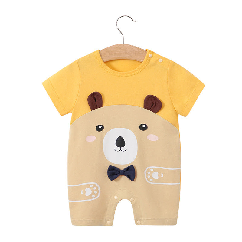 Baby jumpsuit summer clothes baby short-sleeved clothes ins style newborn cartoon animal crawling cotton romper