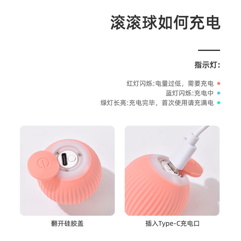 Pet rechargeable bouncing ball cat toy self-healing artifact teasing cat stick USB automatic teasing cat bouncing ball toy