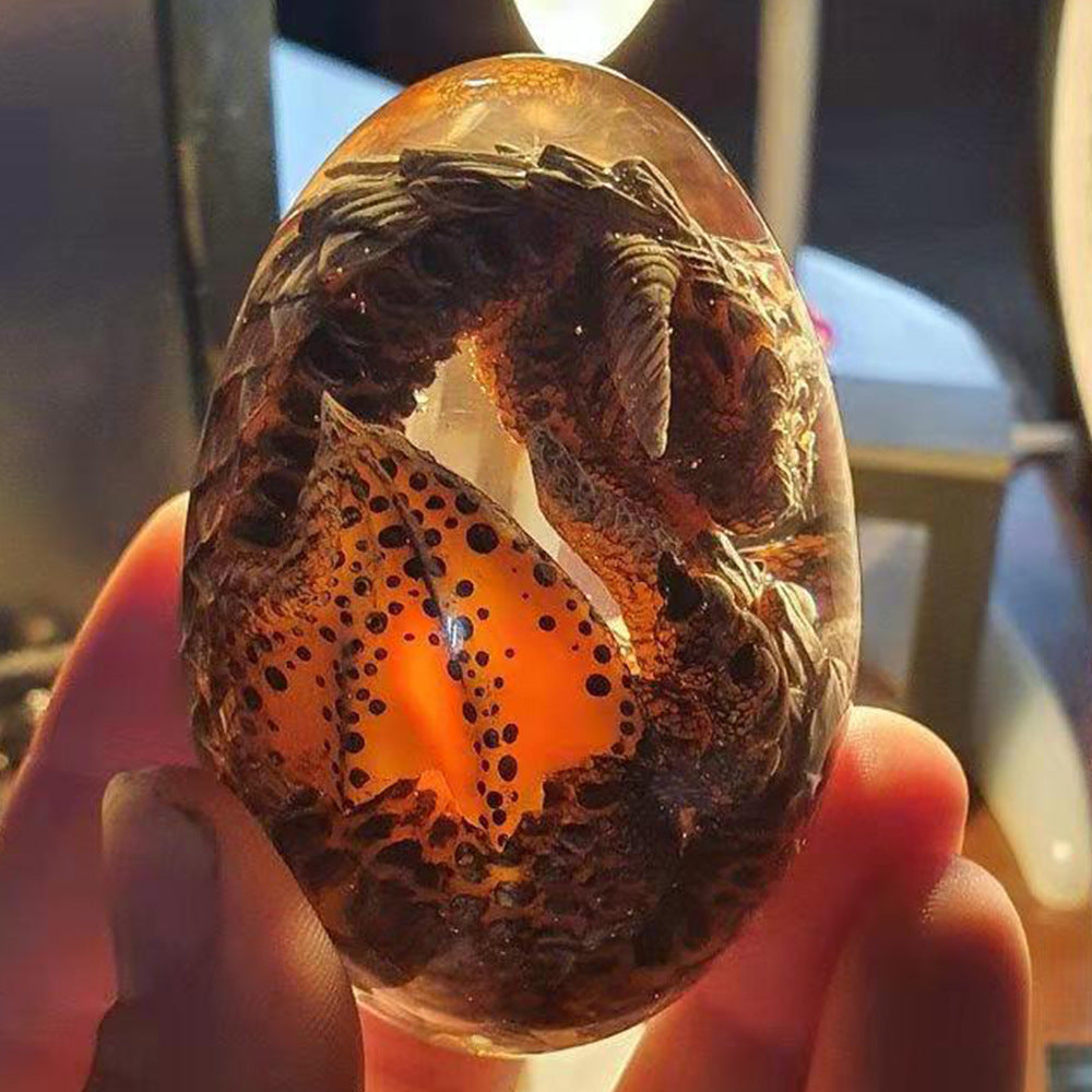 Halloween cross-border new dragon egg lava base resin luminous dinosaur egg decoration home furnishings decoration egg