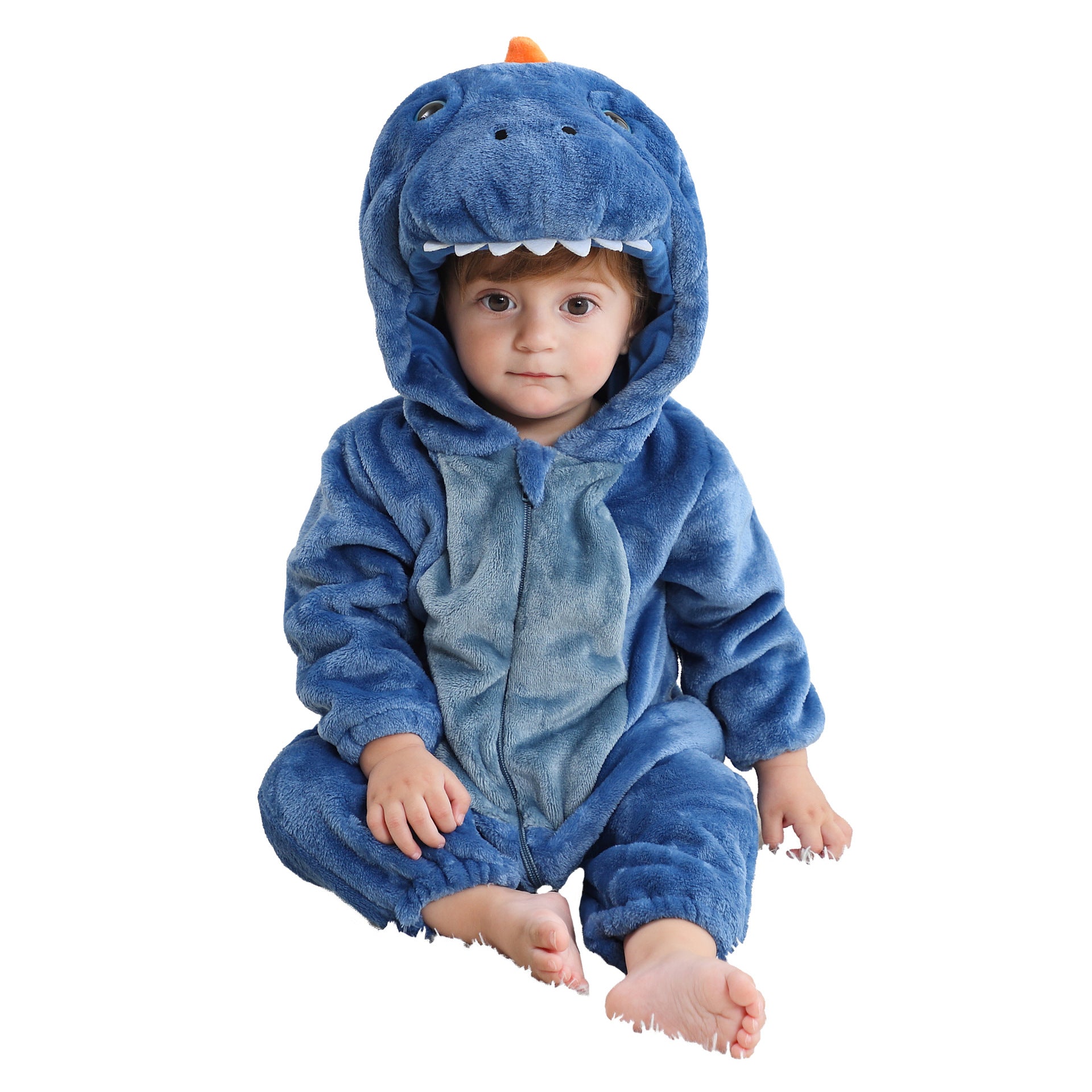 michley new children's flannel crawling clothes infant jumpsuit baby pajamas cross-border dinosaur jumpsuit