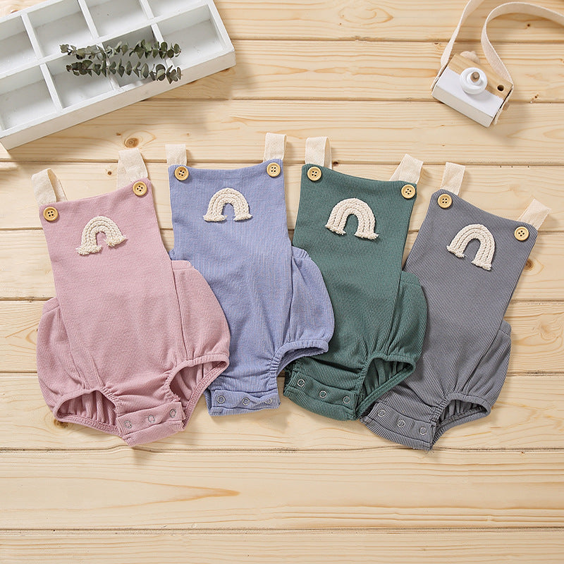 Sleeveless concealed buckle general male and female baby onesies spot cotton non-hooded triangle climbing