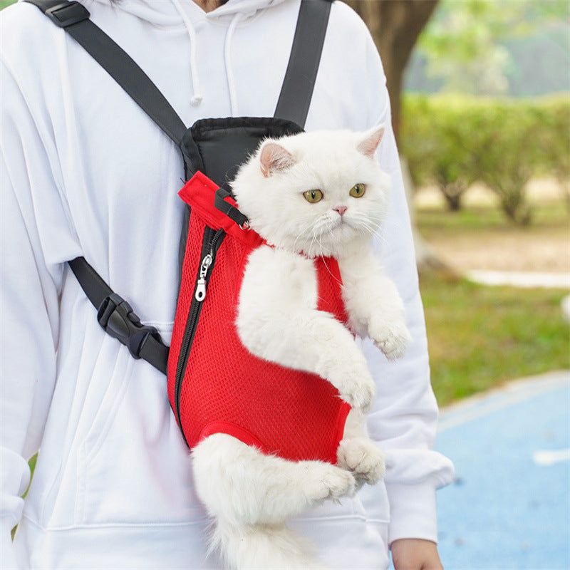 Factory direct pet portable chest bag for going out pet cat bag dog mesh breathable and comfortable double shoulder pet bag